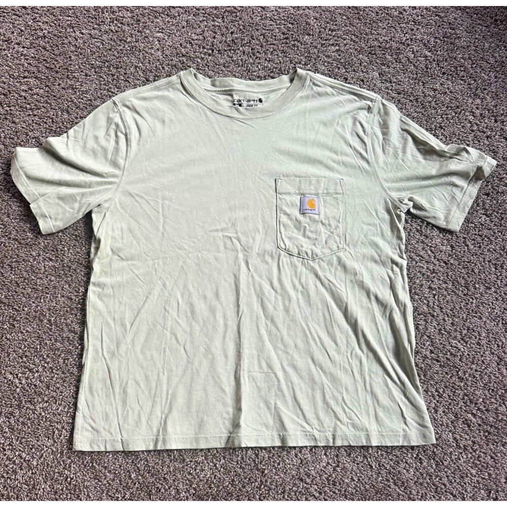 Carhartt Womens XS Sage Green Loose Fit Pocket T Shirt Short Sleeve Workwear